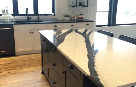 Custom black and white granite kitchen countertop
