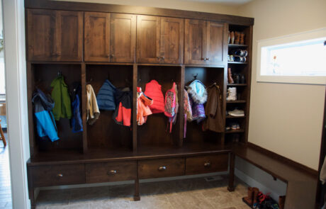 Luxury wood storage cabinets for mud rooms