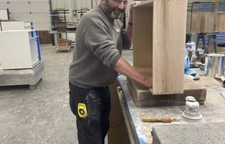 Custom kitchen cabinets being built at the advantage cabinets workshop