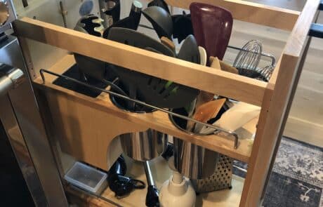 Custom pull out utensil drawer for kitchens